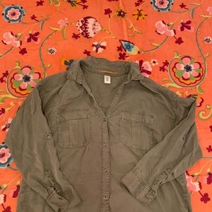 & Denim Army Green Blouse